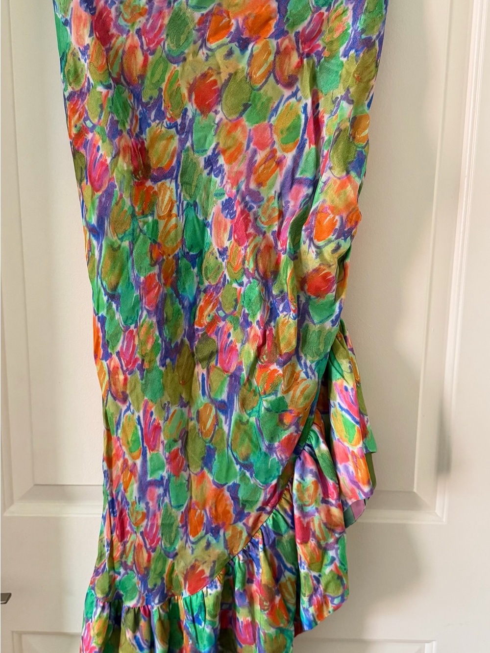 High-Low Floral Ruffle Midi Skirt - Multi Color - Picture 6 of 6